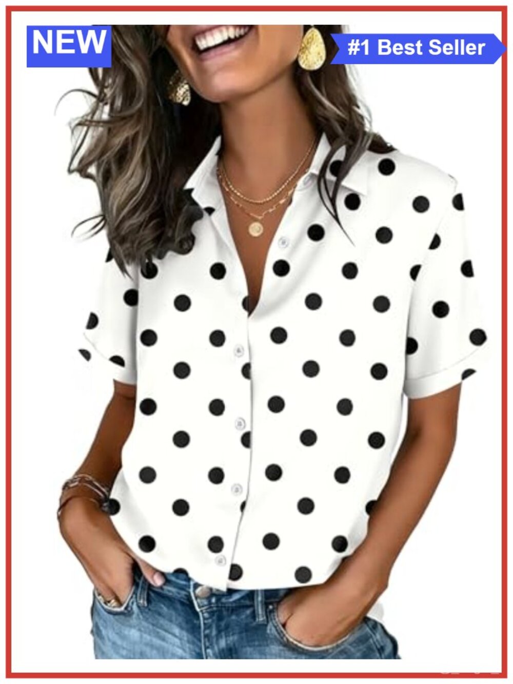 Zeagoo Women's Short Sleeve Button Down Shirt Blouse V-Neck Roll Cuff Stretch